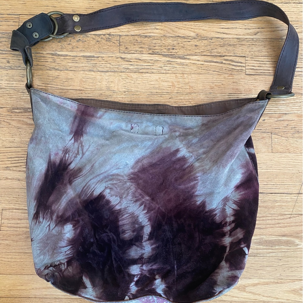 Lucky Brand Dark Purple Tye Dye Suede Bag